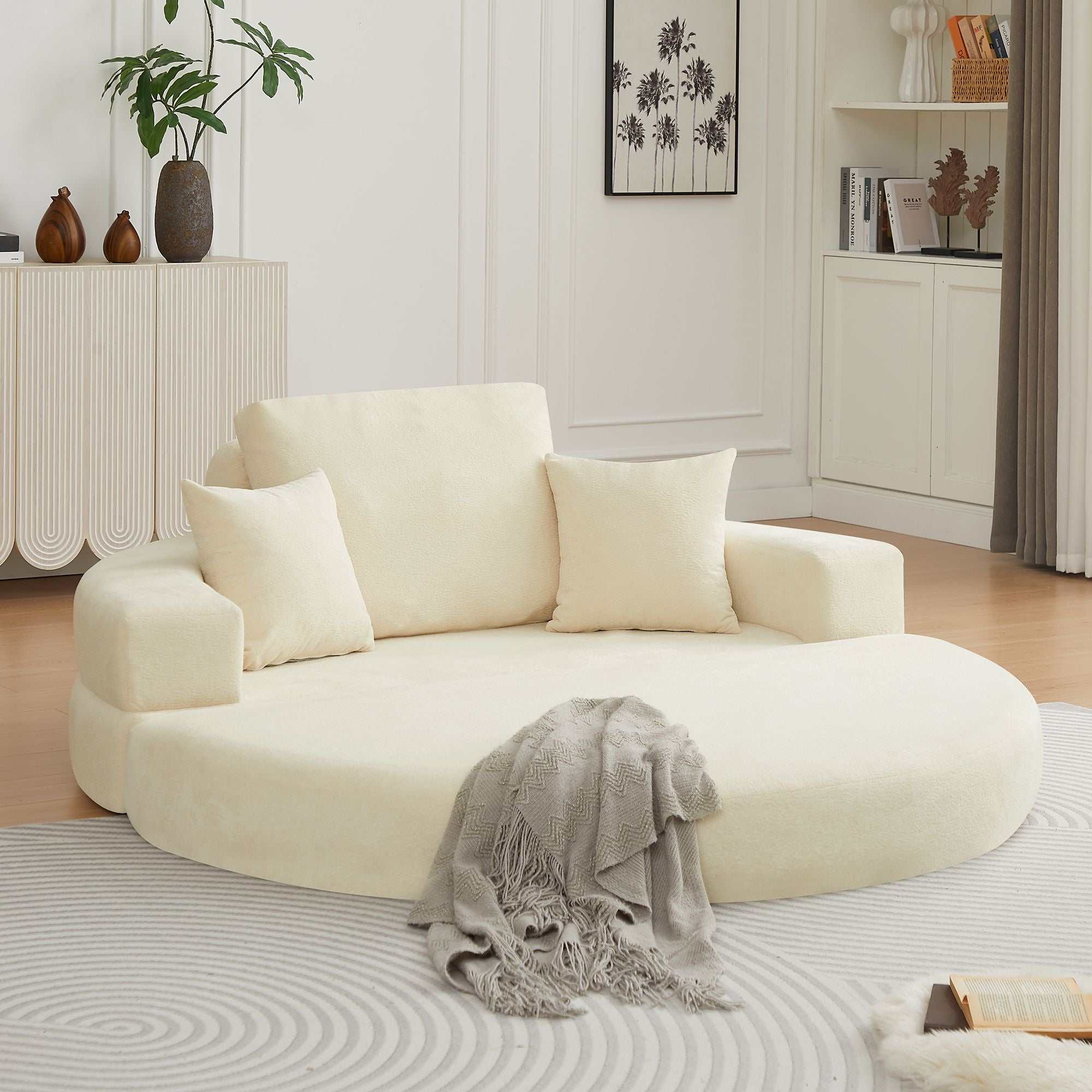 Multifunctional Round convertible Sofa Bed(Compressed Packaging) - Orange