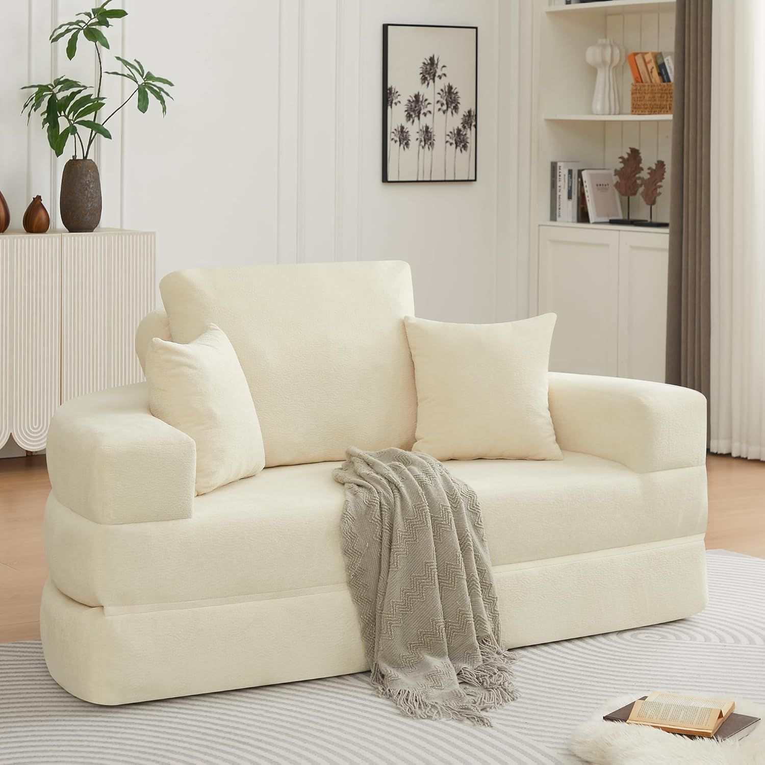 Multifunctional Round convertible Sofa Bed(Compressed Packaging) - Orange