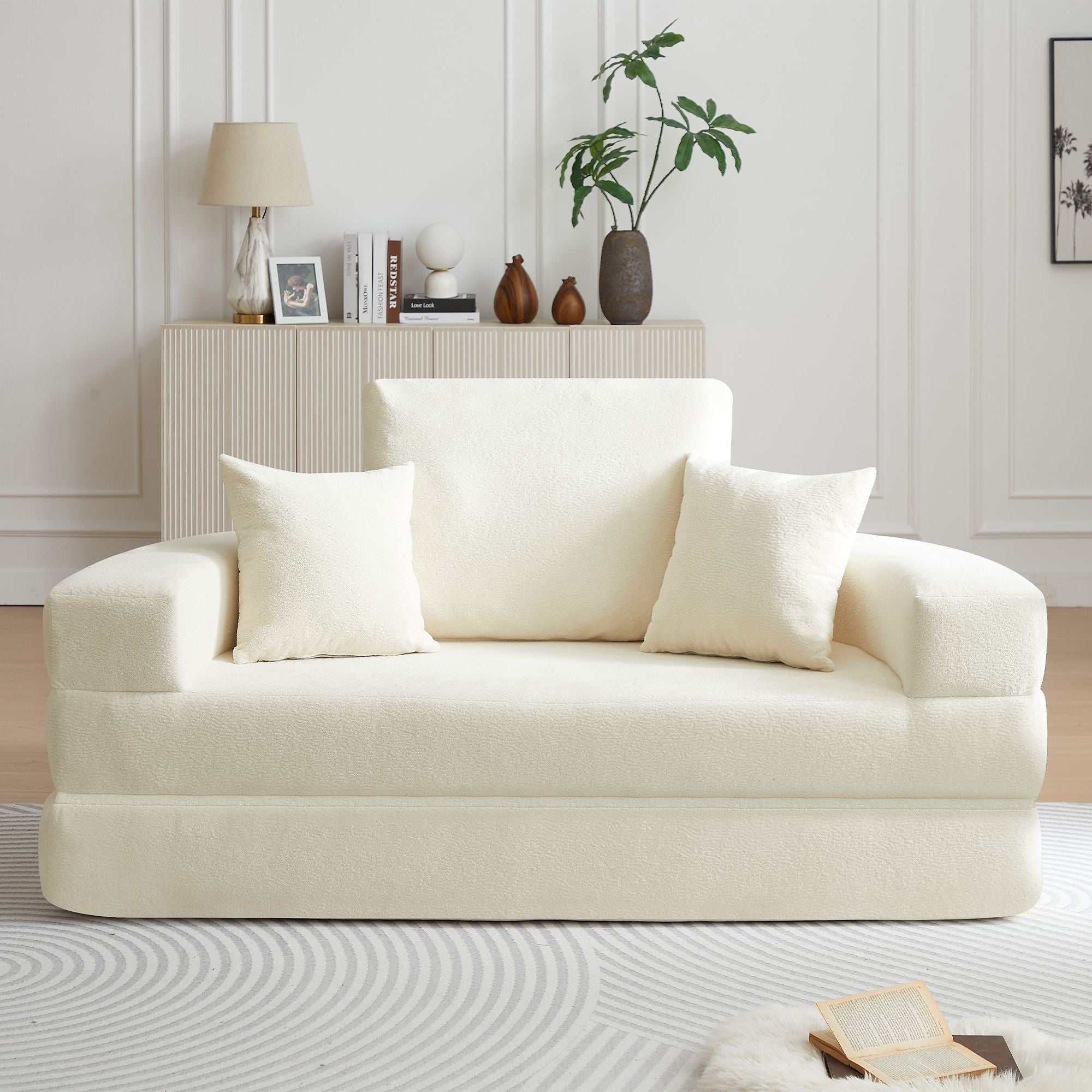 Multifunctional Round convertible Sofa Bed(Compressed Packaging) - Orange