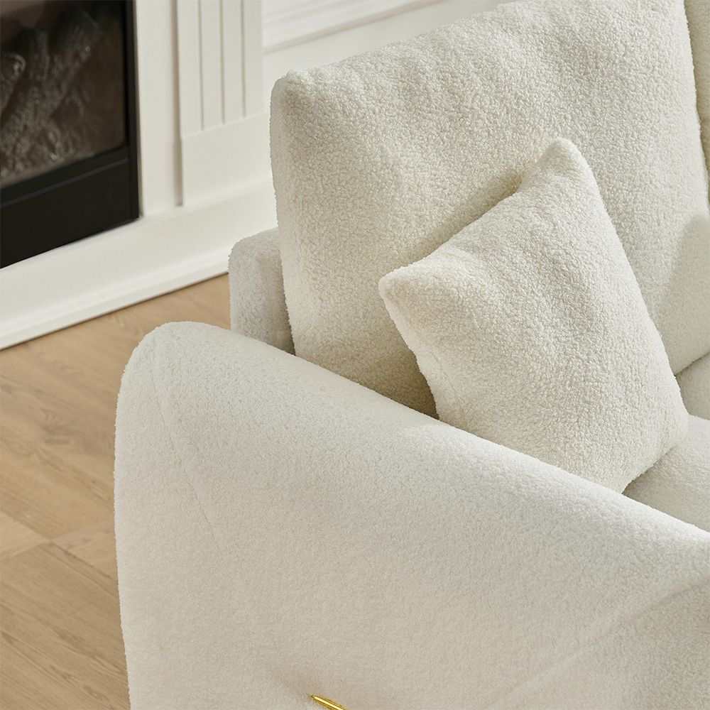 92-inch high-quality teddy fur fabric corner sofa - White