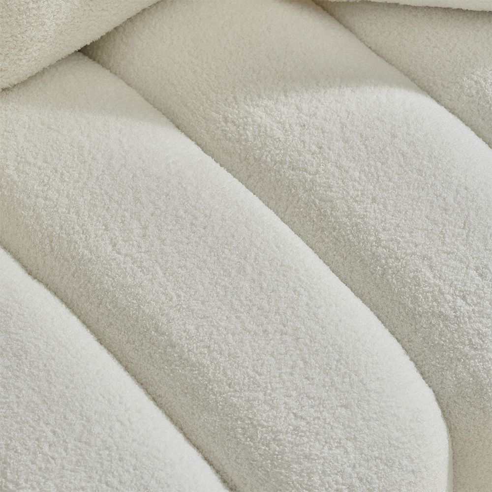 92-inch high-quality teddy fur fabric corner sofa - White