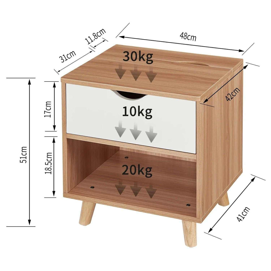 Bedside Table with USB Ports