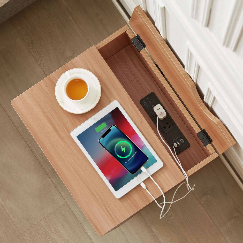 Bedside Table with USB Ports