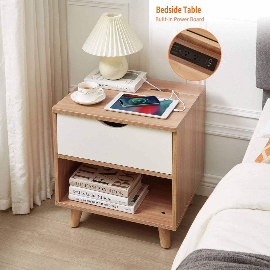 Bedside Table with USB Ports