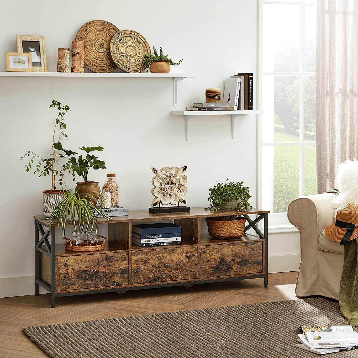 Wooden Mid Century Modern Media Console