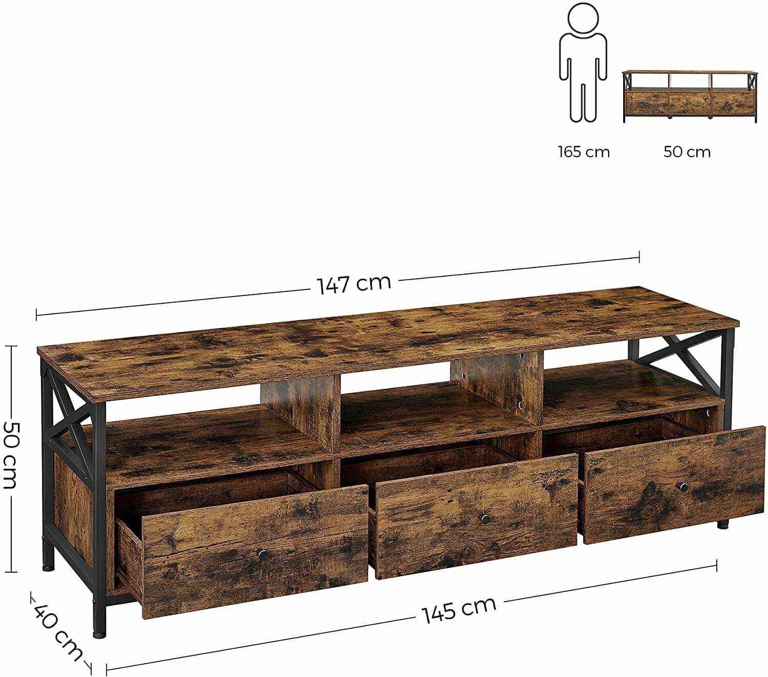 Wooden Mid Century Modern Media Console