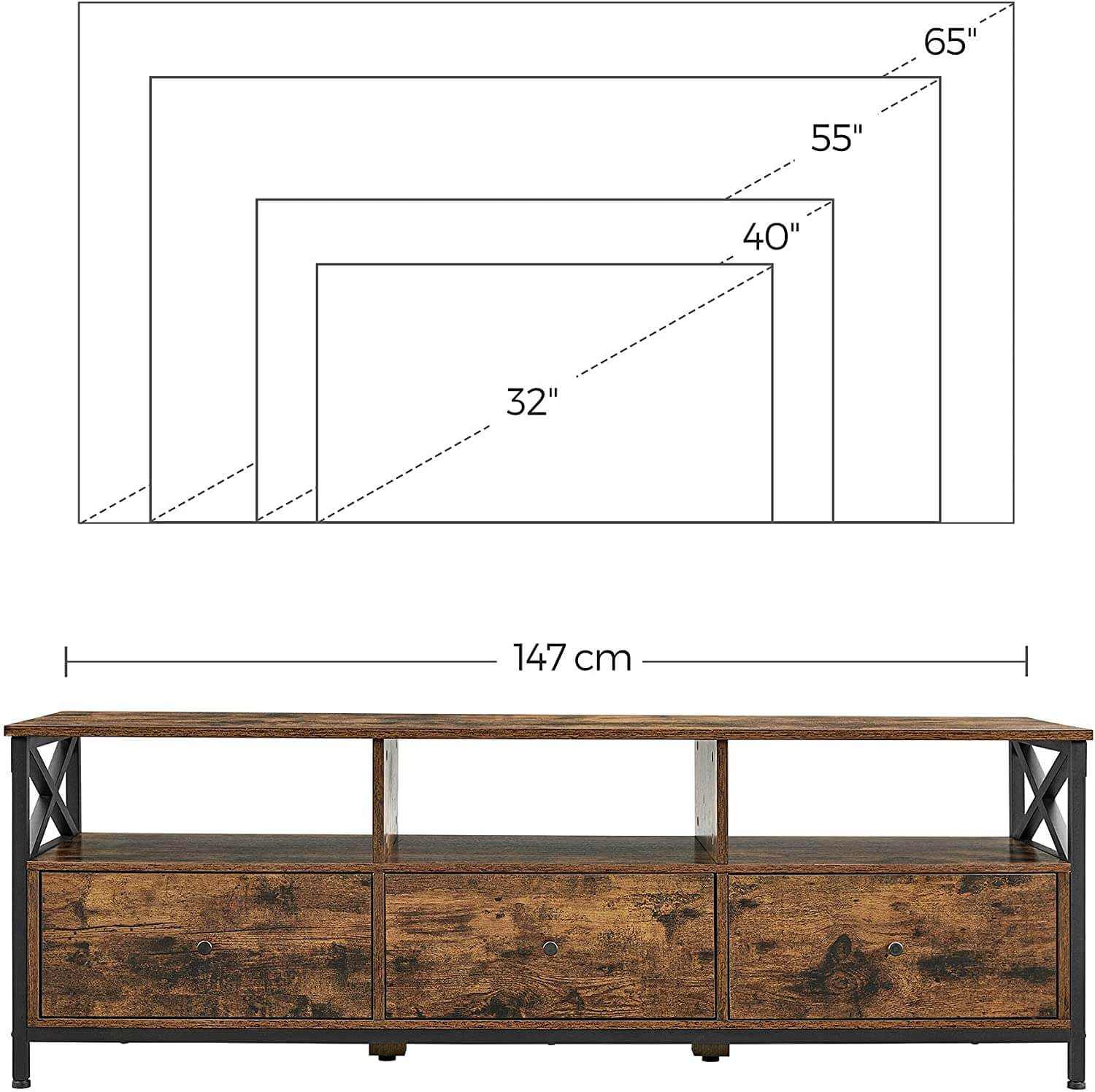 Wooden Mid Century Modern Media Console