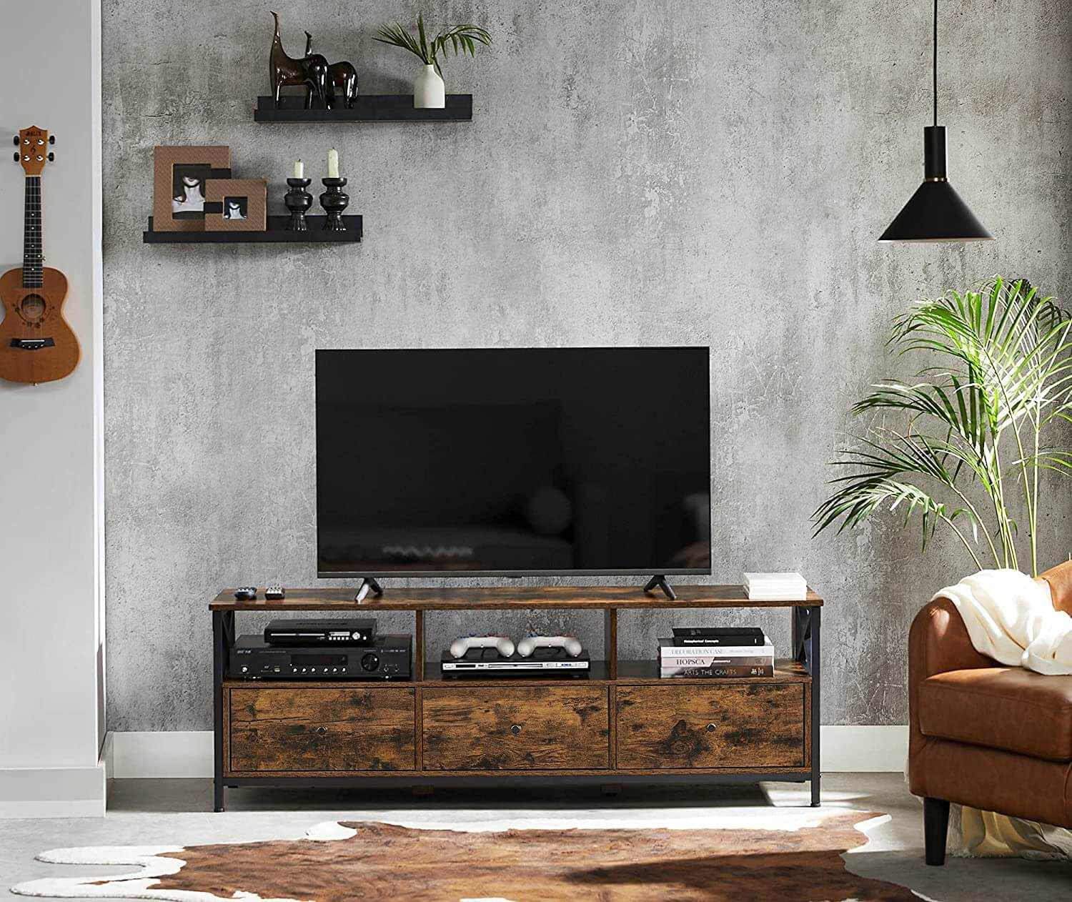 Wooden Mid Century Modern Media Console
