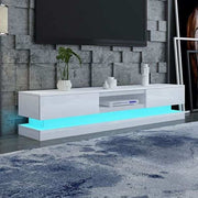 Modern High Gloss LED RGB TV Entertainment Unit with Storage 220cm - White