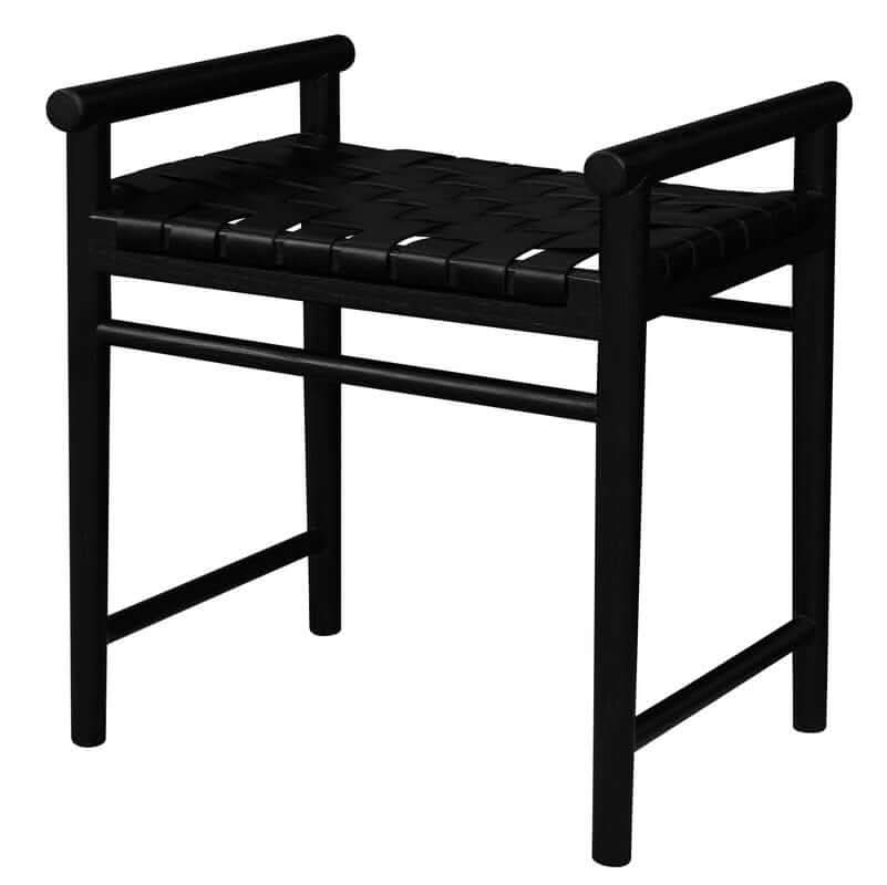 Elliot Single Seater Black Leather Bench