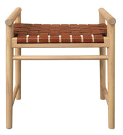 Elliot Hand Woven Leather Bench Single Seater - Natural