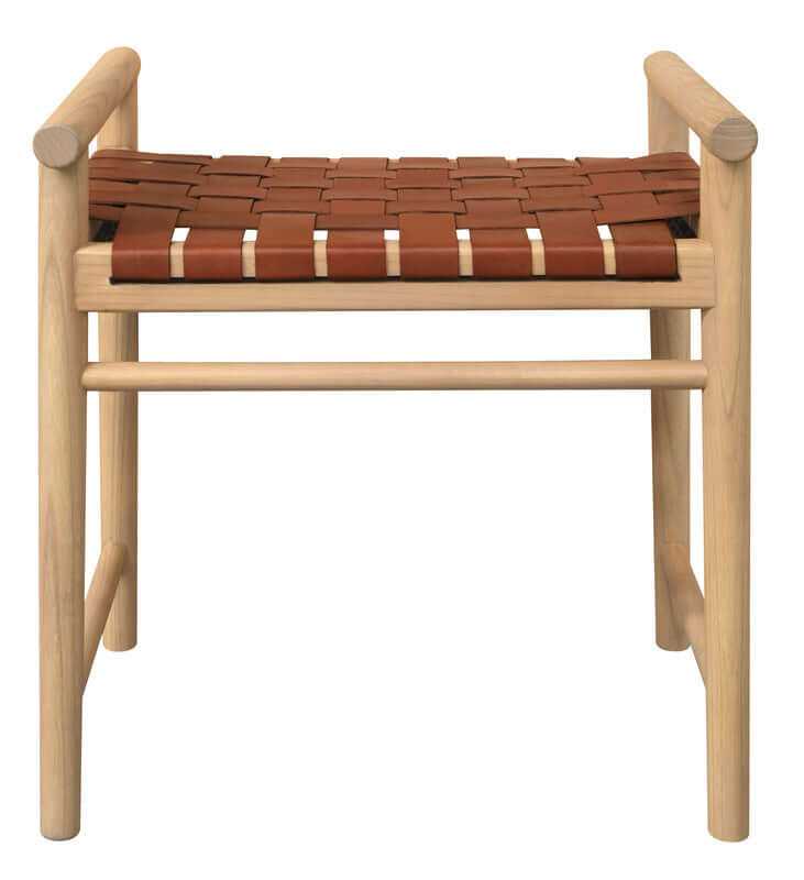 Elliot Hand Woven Leather Bench Single Seater - Natural