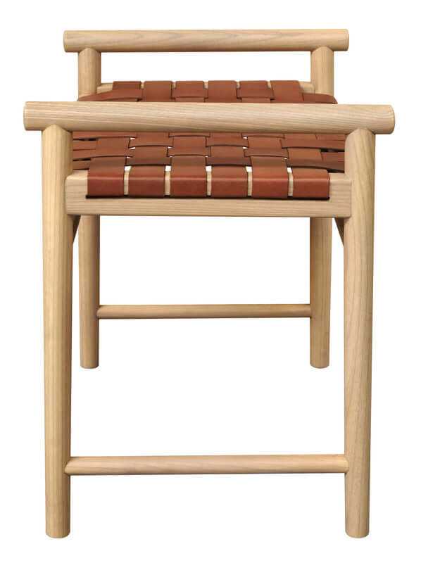 Elliot Hand Woven Leather Bench Single Seater - Natural