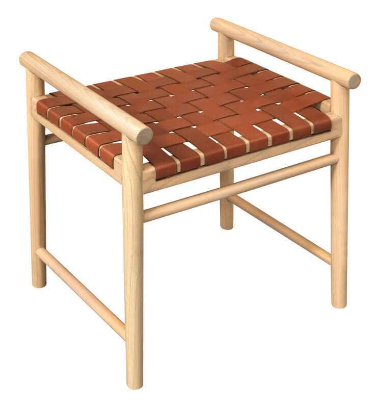 Elliot Hand Woven Leather Bench Single Seater - Natural