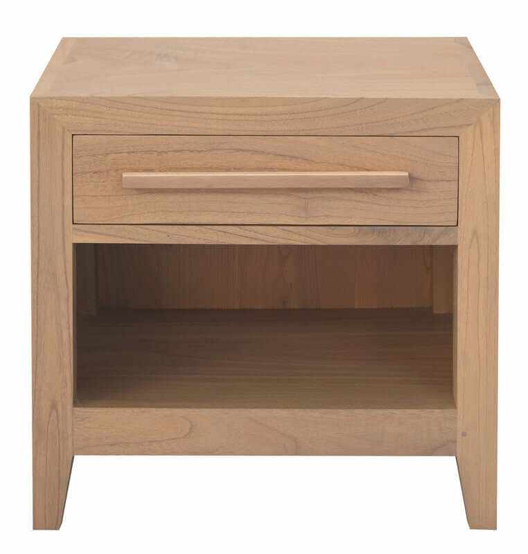 Dion Solid Mindi 1 Drawer Bedside Table - Natural Oak