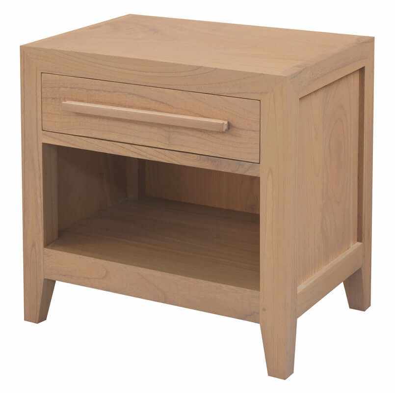 Dion Solid Mindi 1 Drawer Bedside Table - Natural Oak