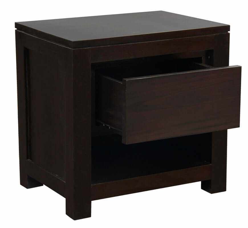 Amsterdam Solid Wood Bedside Table - Chocolate
