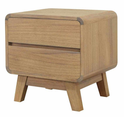 Providence 2 Drawer Mid Century Bedside Table - Natural