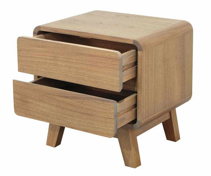 Providence 2 Drawer Mid Century Bedside Table - Natural