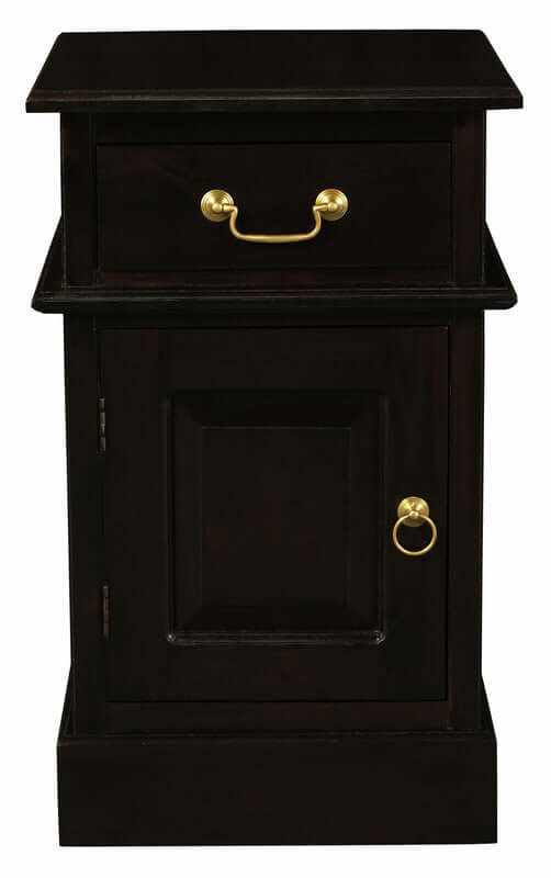 Tasmania 1 Solid Door 1 Drawer Chocolate Bedside Table