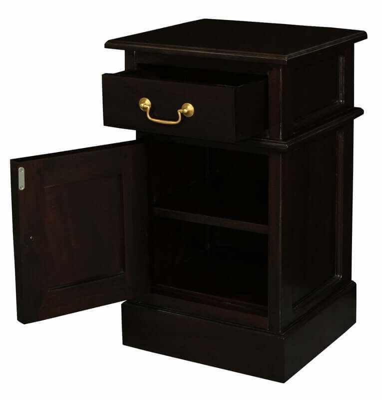 Tasmania 1 Solid Door 1 Drawer Chocolate Bedside Table