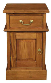 Tasmania 1 Solid Door Bedside with Drawer - Light Pecan