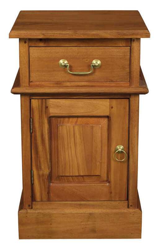 Tasmania 1 Solid Door Bedside with Drawer - Light Pecan