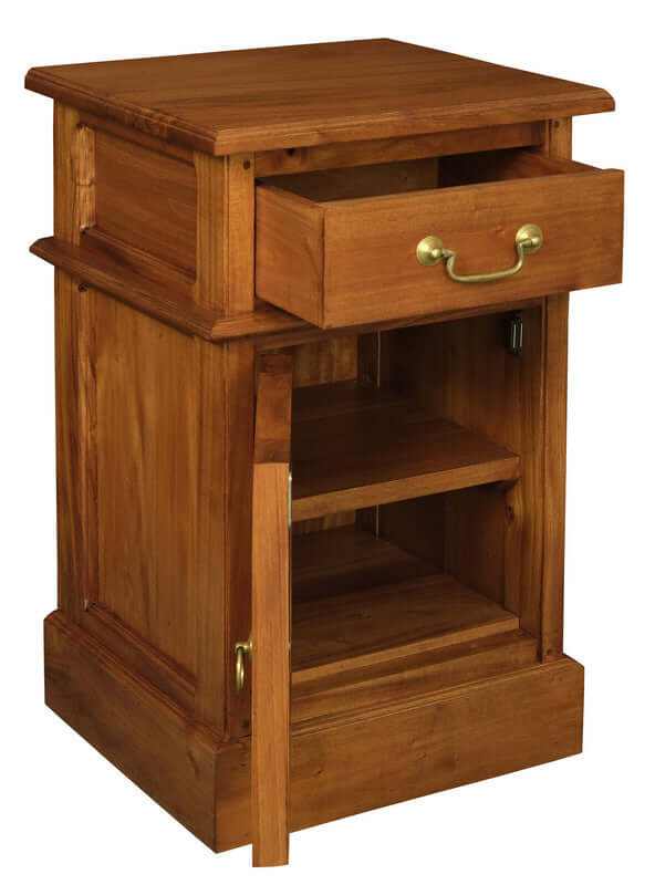 Tasmania 1 Solid Door Bedside with Drawer - Light Pecan