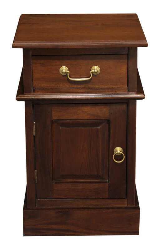 Tasmania 1 Drawer Solid Timber Bedside Table - Mahogany