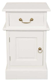Tasmania Bedside Table With Drawer - White