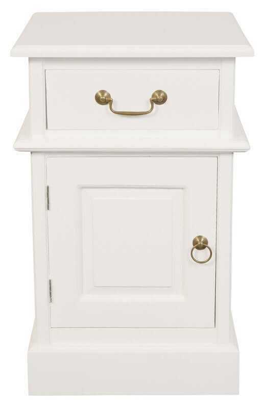 Tasmania Bedside Table With Drawer - White