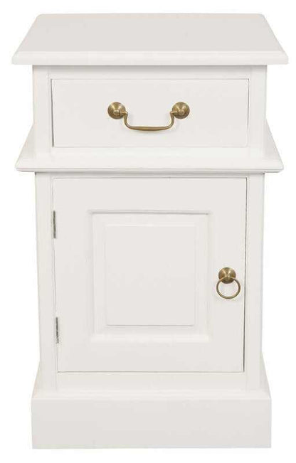 Tasmania 1 Door 1 Drawer Bedside Table - White