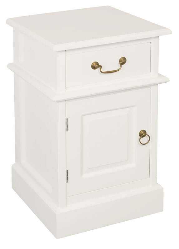 Tasmania Bedside Table With Drawer - White