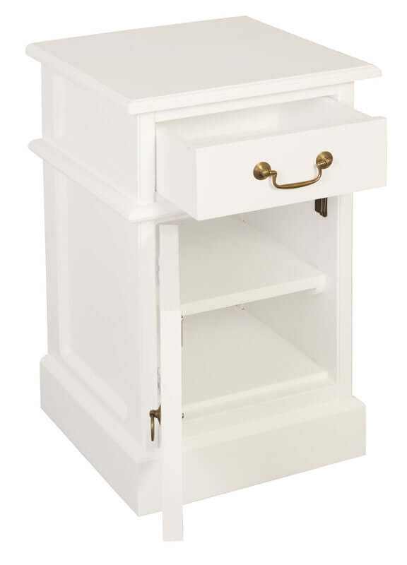 Tasmania Bedside Table With Drawer - White