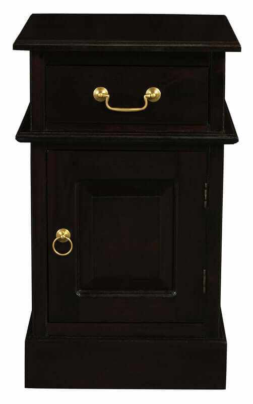 Tasmania 1 Solid Door 1 Drawer Dark Brown Bedside Table