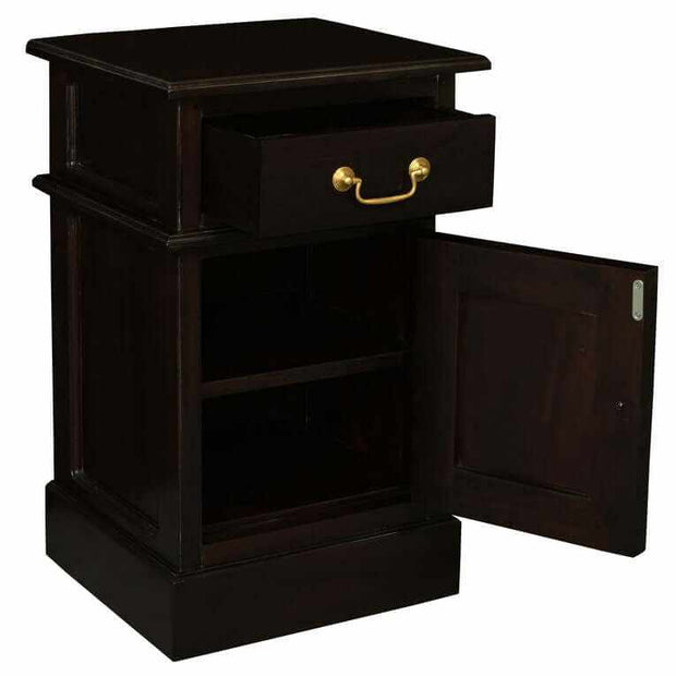 dark brown bedside table