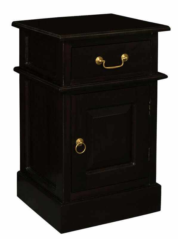 Tasmania 1 Solid Door 1 Drawer Dark Brown Bedside Table