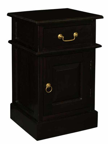 Tasmania 1 Solid Door 1 Drawer Bedside Table - Dark Brown