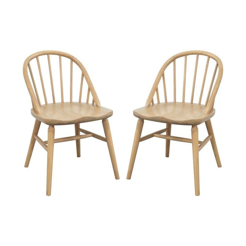Vera Solid Oak Dining Chair Set of 2 - Natural Colour