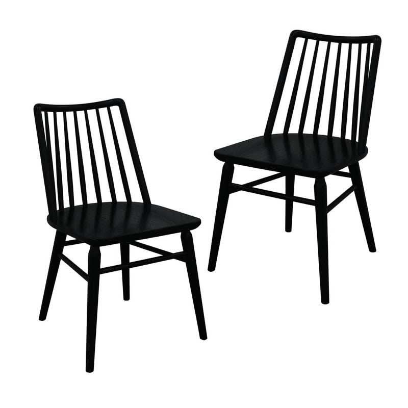 Riviera Solid Oak Dining Chairs Set of 2 - Black