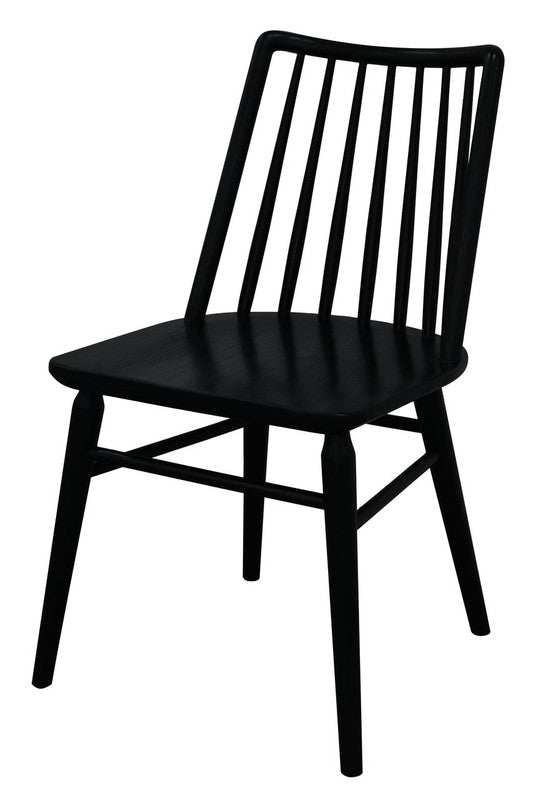 Riviera Solid Oak Dining Chairs Set of 2 - Black