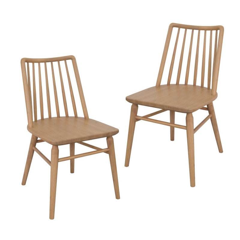 Riviera Solid Oak Dining Room Chairs Natural - Set of 2