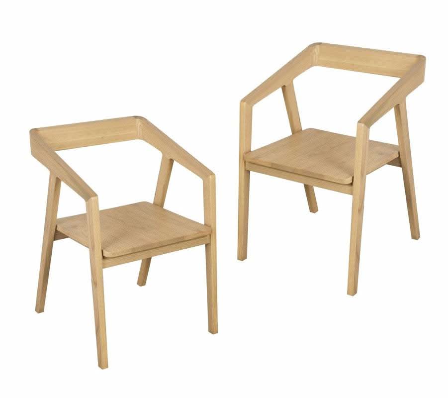 Kyoto Solid Oak Arm Chair Set of 2 - Natural