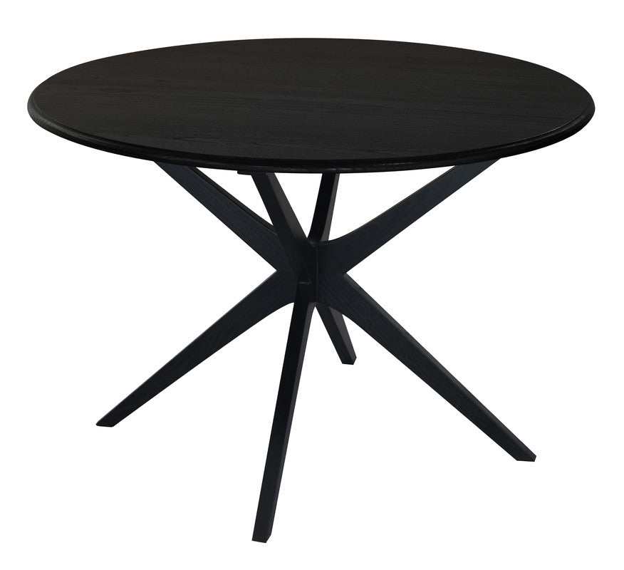 Dion Solid Oak Round Dining Room Table Black