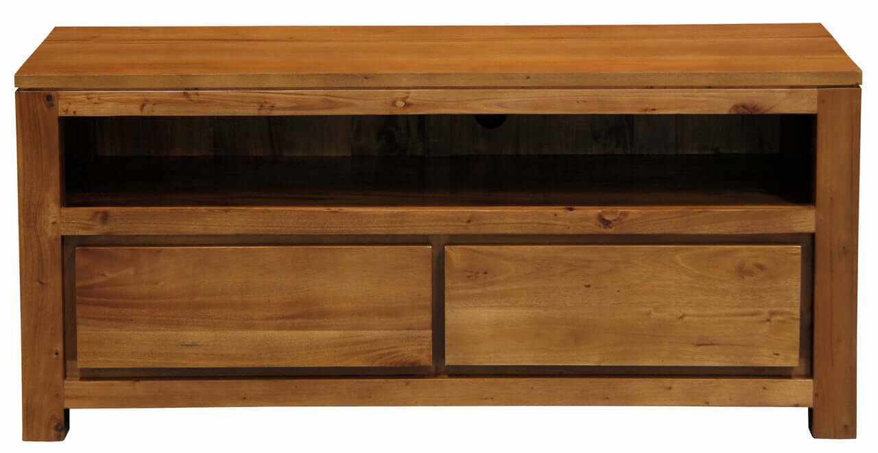 Amsterdam 2 Drawer Natural Wood Entertainment Center - Light Pecan