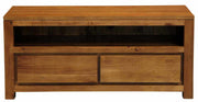 Amsterdam 2 Drawer Natural Wood Entertainment Center - Light Pecan