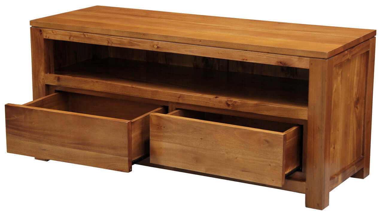 Amsterdam 2 Drawer Natural Wood Entertainment Center - Light Pecan