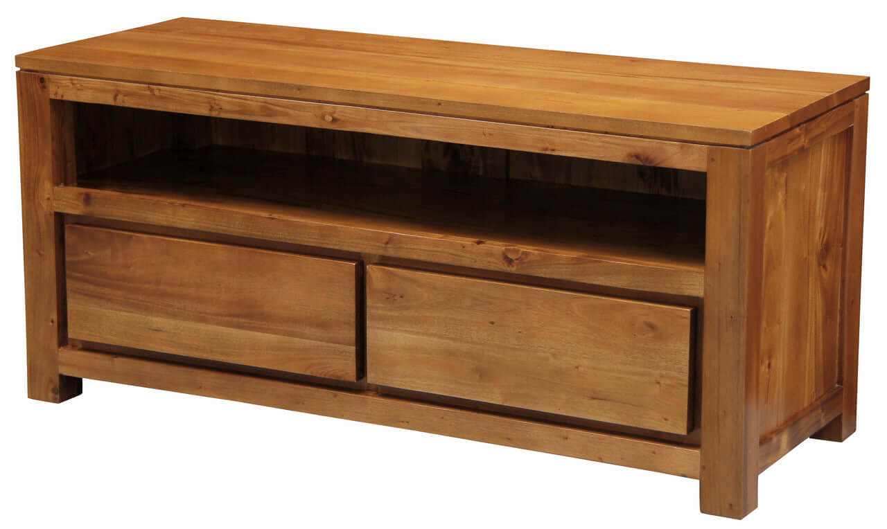 Amsterdam 2 Drawer Natural Wood Entertainment Center - Light Pecan