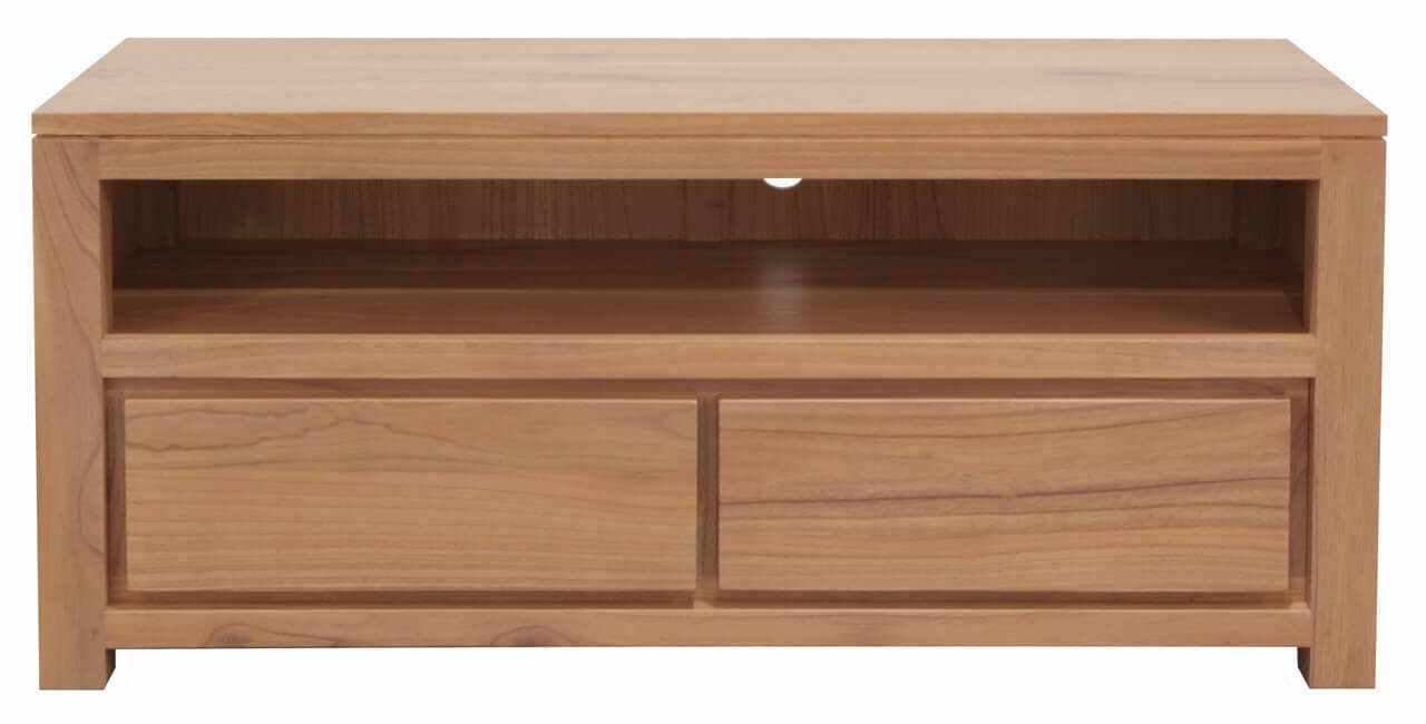 Amsterdam Solid White Cedar Wood Entertainment Unit with Drawer - Natu