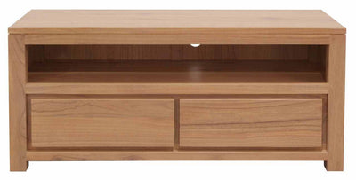 Amsterdam Solid White Cedar Wood Entertainment Unit with Drawer - Natural